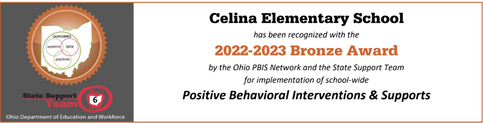 Celina Elementary received the Bronze Award for PBIS